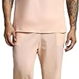 amazon brand - anarva Men's Cotton 2 Piece Outfit Casual Short Sleeve Crew Neck Button Down Shirt Beach Loose Pant Sets-picture-5
