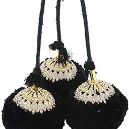 Fashions Indian Traditional Hair Kunjalam Jada Kupullu Dance Bharatanatyam Kuchipudi Kemp Ready Jadai Set Hair Jewellery For Wedding Women, Black-image-50