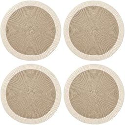 ZAVEZA - Handmade Round Coaster PlaceMat for Dinning Table,Pan,Hot Dishes and Pots Set of - 4 (10 X 10 Inches) Beige Off White-image-28