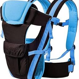 BabyGo Kids 4-in-1 Adjustable Baby Carrier Cum Kangaroo Bag/Honeycomb Texture Baby Carry Sling/Back/Front Carrier for Baby with Safety Belt and Buckle Straps (Black & Sky Blue)-image-11