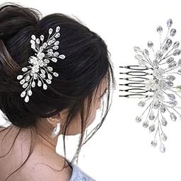 Hair Accessories For Women's & Girls - Stylish Artificial Flowers & Crystal Pearls Bun Juda Bridal Brooch for Hairstyle & Decoration - Pins & Clips for Style of Bride (DN108) (White & Silver)-image-71