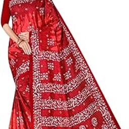 Printed Pure Cotton Batik Saree, Multicolor-image-50