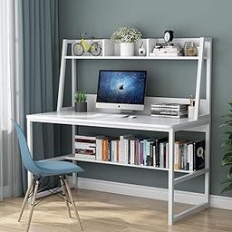 Tribesigns Computer Desk With Hutch, 47 Inches Home Office Desk With Space Saving Design With Bookshelf For Small Spaces(Engineered Wood, White&White)-31