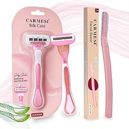 Carmesi Facial Razor (Pack of 1) & Silk Care Body Razor (Pack of 1) Combo For Women | Instant & Painless Hair Removal | Precision Shave | Silky Smooth Skin | For Eyebrows, Upper Lip, Forehead, Peach Fuzz, Chin and Sideburns | 2 Pcs-image-12