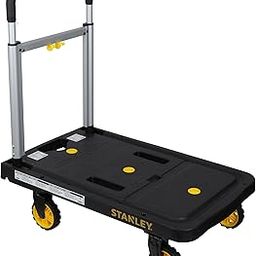 Stanley SXWT-PC517-SP Flat-Folding Aluminium Platform Truck, 120kg Load Capacity, Soft Grip Handle, Platform with Basket Pin Slots, Open Dimn: 68x41x92 cm, Folded Dimn: 68x41x80 cm-1
