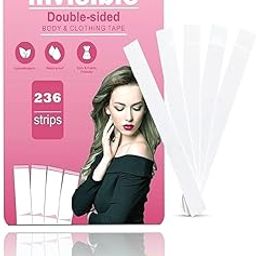 236 Strips - Double Sided Tape for Fashion, Clothing and Body | All Day Strength Invisible Dress Tape for women | Gentle to stick on Skin and clothes | Transparent (236-strips)-image-44