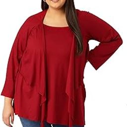 Plus Size Women's 5024BC_Maroon Solid Color Knitted Layered Top-image-66