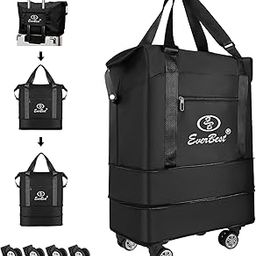 EverBest Expandable Foldable Duffel Bag Suitcase with Detachable Wheels Collapsible Rolling Travel Bag for Men Women (Large)-image-45