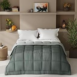 KOPA Ultra Soft Microfiber Reversible Comforter for All Weather -1pc Double (Feather lite) | Reversible Lightweight | Comforter/AC Blanket/Quilt/Duvet for All Weather Reversible-Grey/Ivory-picture-2