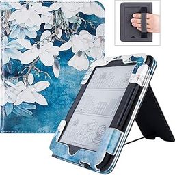 BOZHUORUI Stand Case for Nook Glowlight 4/Glowlight 4E e-Reader (2021 & 2022 Released) - Premium PU Leather Sleeve Cover with Card Slot and Hand Strap (Magnolia)-image-14