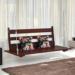 SIYA ART Indoor Hanging Wooden Swing for Living Room Patio Jhula for Home Garden Outdoor & Balcony (Teak Finish)-image-50