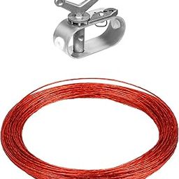 LUTER 1pcs Swimming Pool Cover Cable & Winch Kit Combo, 100ft Pool Cover Line Wire & Ratchet Cable Tightener for Safety Securing Above Ground Pools Covers Winter (Red)-picture-14
