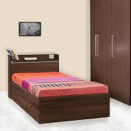 DELITE KOM | 1 Year Warranty | Single Bed, Cherry Engineered Wood Bed with Box Storage & with Headboard Shelf Storage, Wooden Bed (83x37 Inches) | Installation Included | Color - Acacia Dark-image-42