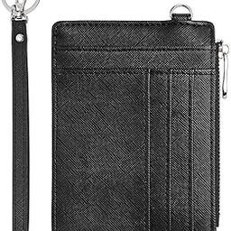 Small Wallet for Women RFID Leather Credit Card Holder Slim Wristlet Keychain Wallet with Zipper Pocket (Black)…-image-81