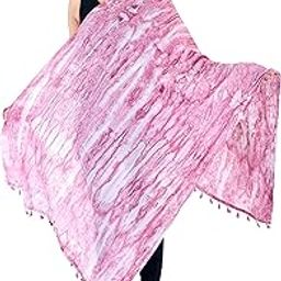 Women's Cotton Tie-Dye Pink Dupatta with Tassel Detailing-image-29