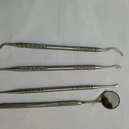 BSI Dental Mouth mirror With Handel And 3type Scaler Dental tool Set Of 4 Pieces-image-126
