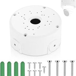 Security Camera Mount Bracket, Waterproof Junction Box, White ABS, Cable Management, 10x4.8 cm-36