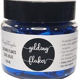 CrafTangles Gilding Flakes (120 ml) - Cool Blue, for resin, gilding, high shine, does not darken, works with gilding glues-23