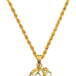Religious Lord Bal Ganesha Ganapati Pendant Chain Gold Brass Pendant for Men and Women-image-53