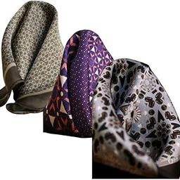 Pocket Square Gift Set Combo Olive Cascade,Ruby Symmetry and Twilight Elegance PremiumPocket Square For Men (Pack of 3)-30