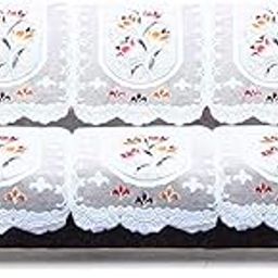 Kuber Industries Floral Cotton 3 Seater Net Sofa Slip Cover, 70" x 29", Set of 2, Cream-34