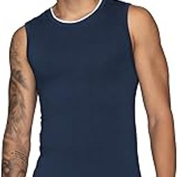 Men's Slim Fit Activo Cotton Modal Active Fit Solid Round Neck Antibacterial Gym Workout Vest | Gym Vest for Men-image-51
