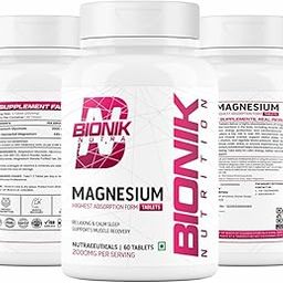 BIONIK Magnesium Tablets | 2000mg High Absorption Magnesium Glycinate | 60 Tablets | Sleep, Muscle Recovery & Stress Support-image-35