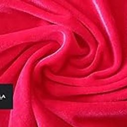 Strala Unstitched Premium Soft Velvet Fabric Piece Decorative Cloth Material for Home Decor (Red) 1.5Mtr x 1Mtr (60 X40 Inch) (Pink), Solid-image-104
