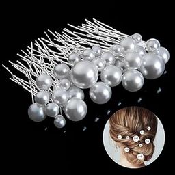 Staila 12 PCS Hair Accessory, Set of 12 Pieces Hair Accessories, Wedding Hairpin, Pearl Hair Clip, Bridal U-Shaped Clip, for Wedding/Birthday (Silver)-1