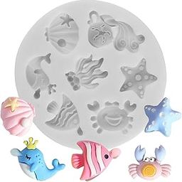 RKPM HOMES Small Sea Life Beach Ocean Theme Chocolate Mold I 3D Starfish Shell Silicone Baking Mould for DIY Handmade Jelly Cakes Candy Muffin Pastry Polymer Candle Muffin Soap Resin Cupcake Décor (C)-image-1