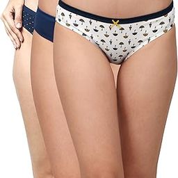 Panty (Pack of 3) Cotton Spandex Mid Rise Brief Excellent Comfort, Fit, Quality, Soft Solids Prints-image-1