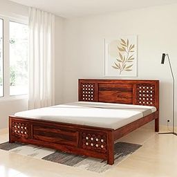 Amazon Brand - Solimo Qual King Size Solid Sheesham Wood Bed Without Storage (Honey Finish)-image-62