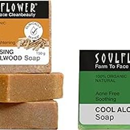 Soulflower Cleansing Sandalwood Soap Aloe Vera Soap Handmade, 100% Pure, Natural & Cold processed Grade 1 BIS Standard Premium & Luxurious Soap with Essential Oils, Exotic Herbs & Aroma, 150g-image-48