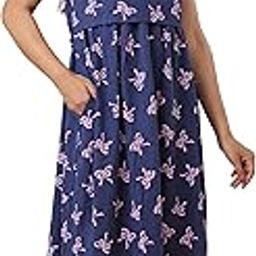 Womens 100% Organic Cotton Maternity Night Gown | Womens Pregnancy & Feeding Gown | Anti Microbiol Finish | Half Sleeve Maternity Nightgown Maxi Length-image-52