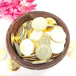 Lakshmi Kubera Coins 27 Nos Brass | Kubera Pooja Coins 27 Nos | Kubera Coins 27 Nos (Brass, 2.5 cm Diameter X 0.1 cm Thick) (Gold Colour)-9