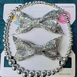 Generic baby Girls silver mala +calips hair clips Accessories hair clips headwraps soft headclips for girls-image-87
