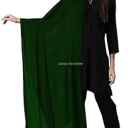 Chiffon Dupatta for Women, For Girls Scarf Wrap Chunni Casual Dupatta Pure Solid Nazneen Chiffon Dupatta With Pom Pom Lace Border (Dyeable)-1