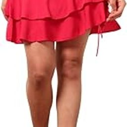 Women Skirt - Solid Pink Regular Mini/Short, Casual Crepe Flared-picture-45