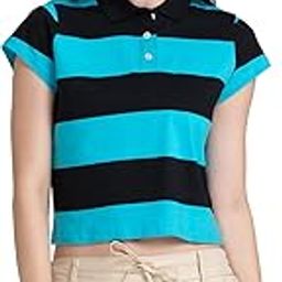 globus Women Blue Striped Polo Collar T-Shirt-picture-22