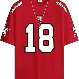 sxv style Chicago Sports Jersey, Number 18, Black with Red Graphics, Short Sleeve T-Shirt-picture-6