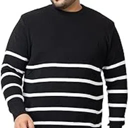 kvetoo Plus Size Men Round Neck Full Sleeve Printed Woolen Winter Sweater-picture-4