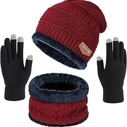 Wearslim® Warm Knit Hats, Skull Cap with Neck Warmer Winter Wear Beanie Hats Scarf Set for Men and Women-image-17