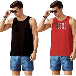 Graphic Printed Cotton Round Neck Regular Fit Multicolour Vest (Pack of 2)-picture-14