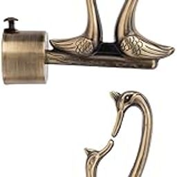 Arena Curtain Brackets, Swan Designed 1 Inch Parda Rod Holder, Curtain Finials with Antique Brass Finish, Curtain Rod Holder for Doors & Windows, Curtain Knobs (2 Pcs)-image-4