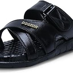 Care Orthopedic Diabetic Comfortable Dr Sole Footwear Daily Use Casual Wear Stylish Latest Black Cushioned Adjustable Strap Chappal for Men's-Gents & Boy's L-11-image-49