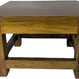 Jagannath Furniture Store Wooden Sitting Stool | Small Living Room Portable Stool | Square Bedside Sturdy Table | Indoor & Outdoor Mobility Step Stool (Brown_18inch x 14inch x 12inch)-23
