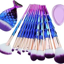 Start Makers Diamond Handle Makeup Brush Set with Big Fish Tail for Foundation Eyeshadow Lips - 12 Pieces-36