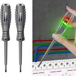 2PCS Dual-Light Measuring Electric Pen & Screwdriver, 12V-220V High Torque Alloy Dual Light Measuring Electric Pen (A-Straight-head)-14