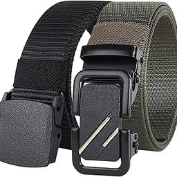Men’s Formal/Causal Automatic Push Lock Nylon Woven Belt Combo Set of 2for Men RA79-image-80