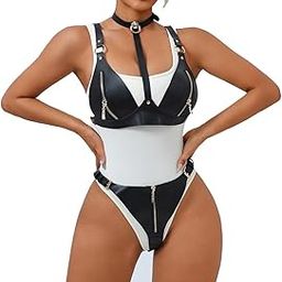 Sexy Lingerie for Women Naughty Leather Bodysuit Deep V Neck Teddy Babydoll Backless Mesh Lingerie Chain BDSM Bodysuit Sexy Nightwear-image-34